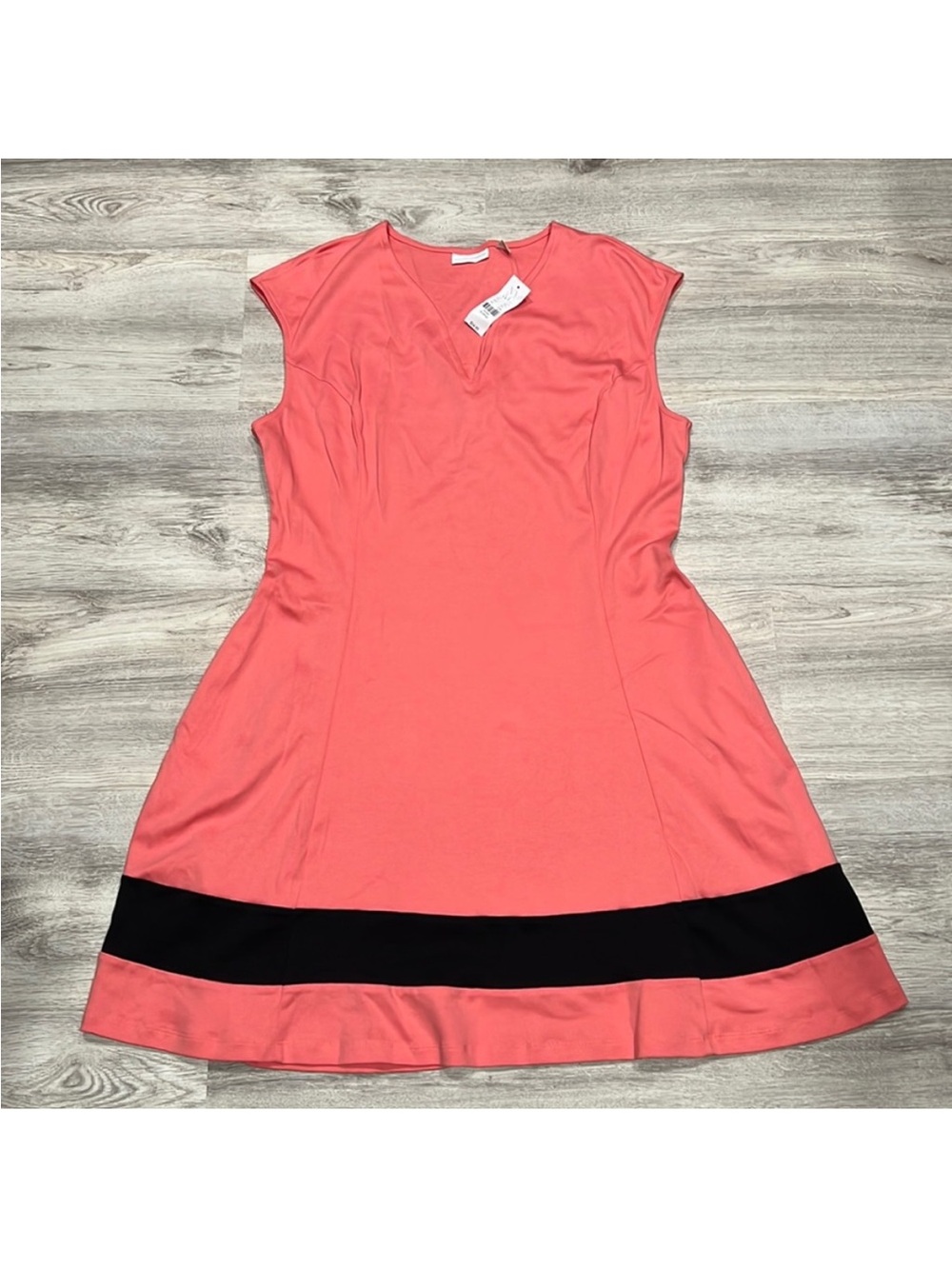 New York & Company Coral Dress with Black Hem